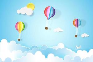 balões coloridos no céu azul vetor