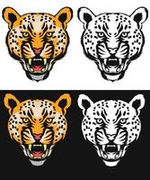 conjunto de arte linha leopardo vetor