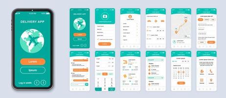 interface de smartphone ui de entrega verde e laranja