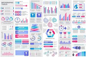 pacote de visualização de dados de elementos infográficos coloridos vetor