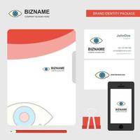 capa de arquivo de logotipo de negócios de olho cartão de visita e ilustração vetorial de design de aplicativo móvel vetor