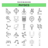 conjunto de ícones de linha de física 25 estilo de contorno tracejado vetor