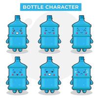 personagens de garrafa fofos com várias expressões vetor