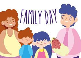 mãe, pai e filhos para a celebração do dia da família vetor
