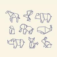 coleção de animais de papel dobrado