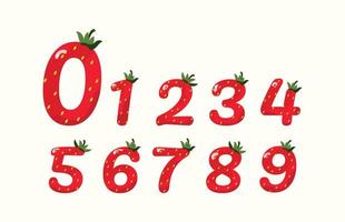 numeral de morango. ilustração em vetor de números em um padrão de morango. número de morango para matemática e férias.