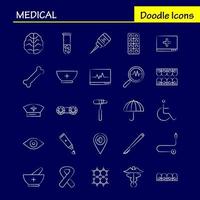 ícones desenhados à mão médica definidos para infográficos kit uxui móvel e design de impressão incluem dna science medical lab caixa de primeiros socorros médico eps 10 vector