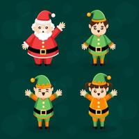 coleção de personagens ajudantes de Papai Noel e Elfos vetor