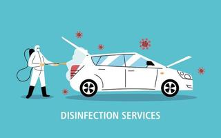 desinfecção de carro de serviço por coronavírus ou covid 19 vetor
