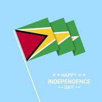 design tipográfico do dia da independência da guiana com vetor de bandeira