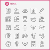 ícones de linha médica definidos para infográficos kit uxui móvel e design de impressão incluem medicina médica laboratório de tubo médico de saúde hospitalar mais vetor eps 10