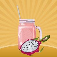 frutas tropicais e smoothie drink design retrô vetor