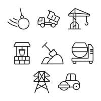 conjunto de ícones de construção vetor