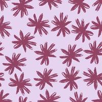 escova de flores roxas texturizadas em fundo rosa claro. padrão floral perfeito para fundo de capa de tecido. gráfico vetorial vetor