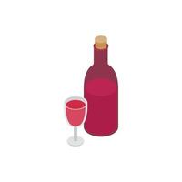 garrafa de vinho e ícone 3d isométrico de vidro vetor