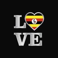 tipografia de amor vetor de design de bandeira de uganda belas letras