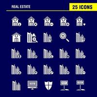 pacote de ícones de glifo sólido imobiliário para designers e desenvolvedores ícones de imóveis ajudam informações de casa em casa vetor de imóveis