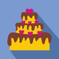 ícone plano de bolo de dia dos namorados vetor