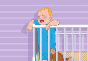 Bebê de grito em um Vector Crib