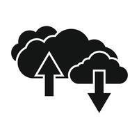 nuvens com ícone simples de setas pretas vetor