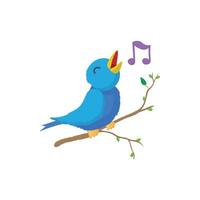 ícone de pássaro cantando, estilo cartoon vetor