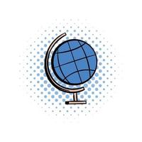 ícone de quadrinhos do globo geográfico da escola vetor