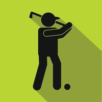 ícone plano de silhueta de jogador de golfe vetor
