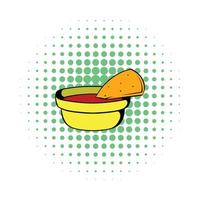 molho de pimenta com ícone de pão pita, estilo de quadrinhos vetor