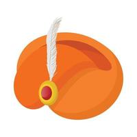 ícone de turbante cor de açafrão com uma pena vetor
