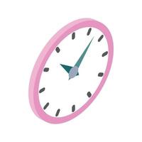 relógio de parede com ícone de aro rosa, estilo 3d isométrico vetor