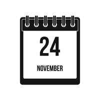 calendário 24 de novembro ícone vetor