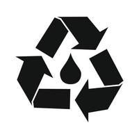 gota de água com símbolo de reciclagem vetor
