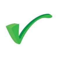 carrapato verde, ícone de marca de seleção, estilo cartoon vetor