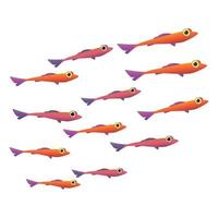 grupo de ícone de peixe pequeno vetor