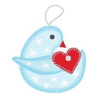 pássaro árvore de natal brinquedo ícone vetor dos desenhos animados. decoração de inverno
