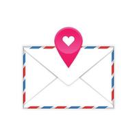envelope com ícone plano de marca de coração vetor