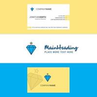 lindo logotipo de diamante e vetor de design vertical de cartão de visita