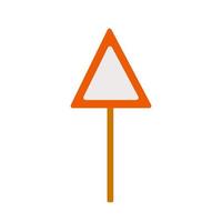 sinal de estrada triangular de aviso com uma borda vermelha. elemento de design de uma cidade moderna e estrada. ilustração vetorial vetor