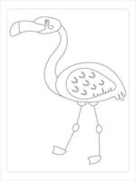 página para colorir flamingo para linha de arte infantil bay vetor