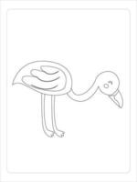 página para colorir flamingo para linha de arte infantil bay vetor