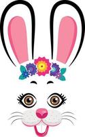 máscaras de coelho com orelhas cor de rosa e flores vetor
