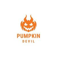 logotipo do diabo de abóbora adequado para design de tema de halloween vetor