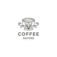 vetor plano de modelo de design de ícone de logotipo de linha de café