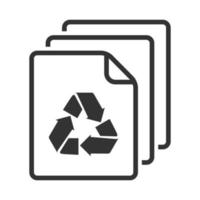 papel de símbolo de reciclagem de ícone preto e branco vetor