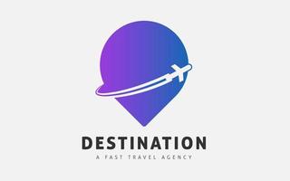 modelo de design de logotipo de viagem com cor gradiente. conceitos de localização e voo. agências de viagens, passeios, passagens, férias. design de logotipo mínimo. vetor