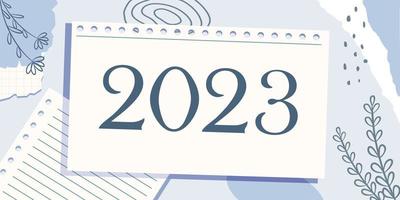 feliz ano novo 2023 no fundo de memphis de beleza estética de papel vetor