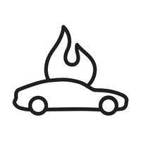 o carro, fogo, ícone do incidente vetor