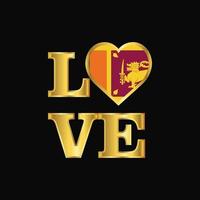 tipografia de amor sri lanka design de bandeira vector letras de ouro