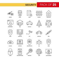 ícone de linha preta de segurança 25 conjunto de ícones de contorno de negócios vetor