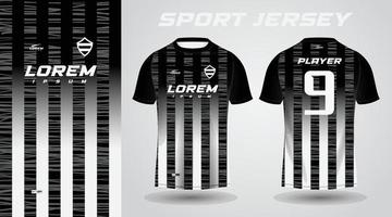 design de camisa esportiva de camisa branca preta vetor